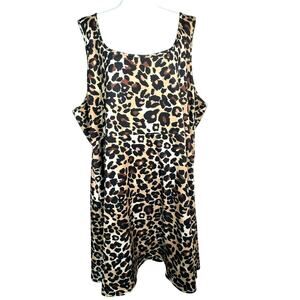 TORRID 5X Leopard Animal Print Scoop Neck Midi Stretch‎ Skater Tank Dress Party